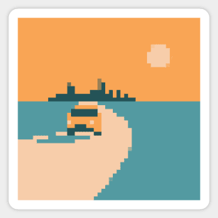 Taxi Scene Pixel Art Sticker